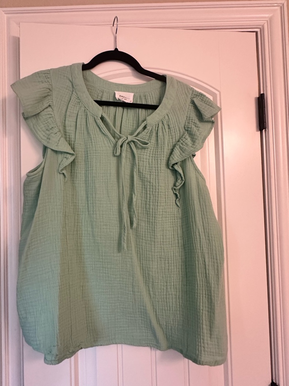 Andree Mint Green Ruffle Tie-Front Tunic